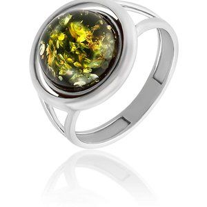 Abstract Amber Silver Ring